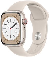 Apple Watch Series 8, GPS + Cellular, 41mm Koperta z aluminium w kolorze księżycowej poświaty, sportowy pasek