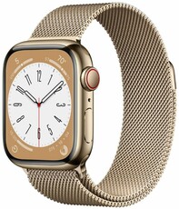 Apple Watch Series 8, GPS + Cellular, 41mm Koperta ze złotej stali nierdzewnej, pasek sportowy