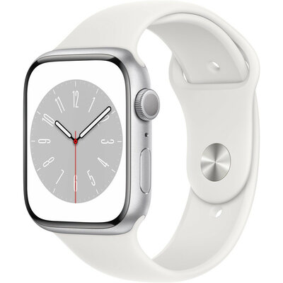 Apple Watch Series 8, GPS, 45mm Koperta ze srebrnego aluminium, sportowy pasek