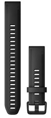 Pasek Garmin QuickFit 20mm, silikonowy, czarny, czarna klamra (Fenix 7S/6S/5S)