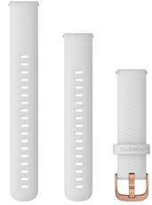 Pasek Garmin Quick Release 18mm, silikonowy, biały, różowo-złota klamra (Venu 2S, Vívoactive 4S, Vívomove 3S)