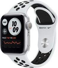 Apple Watch Nike Series 6 GPS, 40mm, koperta z srebrnego aluminium z platynowym/czarnym sportowym paskiem Nike