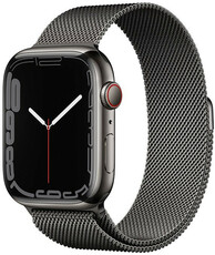 Apple Watch Series 7 GPS + Cellular, 45mm koperta z grafitowoszarej stali z grafitową mediolańska bransoletką
