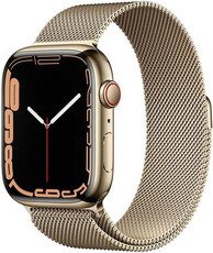 Apple Watch Series 7 GPS + Cellular, 45mm koperta ze złotej stali ze złotą mediolańską bransoletką