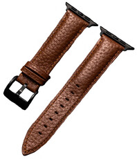 Pasek do Apple Watch, skórzany, brązowy, czarna klamra (koperty 42/44/45mm)