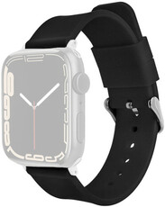 Pasek do Apple Watch, silikonowy, czarny, srebrna klamra (koperty 38/40/41mm)