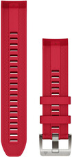 Pasek Garmin Quickfit 22mm, silikonowy, czerwony, srebrne zapięcie (Fenix 7/6/5, Epix 2, MARQ 2 aj.)