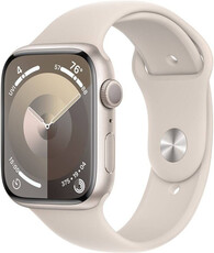 Apple Watch Series 9, GPS, 45mm Koperta z aluminium w kolorze księżycowej poświaty, sportowy pasek M/L