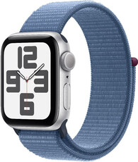 Apple Watch SE (2023) GPS 40mm srebrna aluminiowa koperta z opaską sportową w kolorze zimowego błękitu