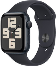 Apple Watch SE (2023) GPS 44mm koperta z ciemnoatramentowego aluminium z ciemnoatramentowym paskiem sportowym - M/L