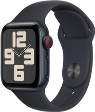 Apple Watch SE (2023) GPS + Cellular 40mm Koperta z ciemnoatramentowego aluminium z ciemnoatramentowym paskiem sportowym - M/L