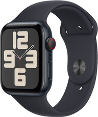 Apple Watch SE (2023) GPS + Cellular 44mm koperta z ciemnoatramentowego aluminium z ciemnoatramentowym paskiem sportowym - M/L