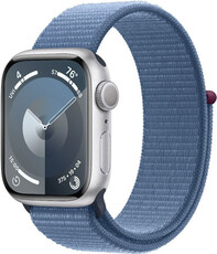 Apple Watch Series 9 GPS 41mm srebrna aluminiowa koperta z opaską sportową w kolorze zimowego błękitu