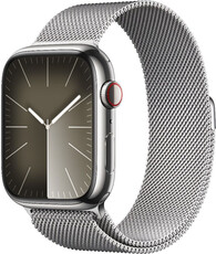 Apple Watch Series 9 GPS + Cellular 45mm srebrna koperta ze stali nierdzewnej z bransoletą mediolańską w kolorze srebrnym