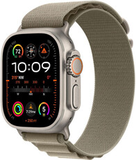 Apple Watch Ultra 2 GPS + Cellular, 49mm tytanowa koperta z oliwkową opaską alpine - L