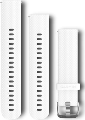 Pasek Garmin Quick Release 20mm, silikonowy, biały, srebrna klamra (Venu, Venu Sq, Venu 2 plus aj.) + przedłużona część