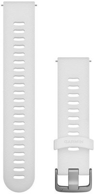 Pasek Garmin Quick Release 20mm, silikonowy, biały, srebrna klamra (Venu, Venu Sq, Venu 2 plus aj.)