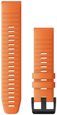 Pasek Garmin QuickFit 22mm, silikonowy, pomarańczowy, czarna klamra (Fenix 7/6/5, Epix 2 aj.)