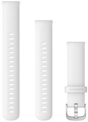 Pasek Garmin Quick Release 18mm, silikonowy, biały, srebrna klamra (Venu 2S, Vívoactive 4S, Vívomove 3S)