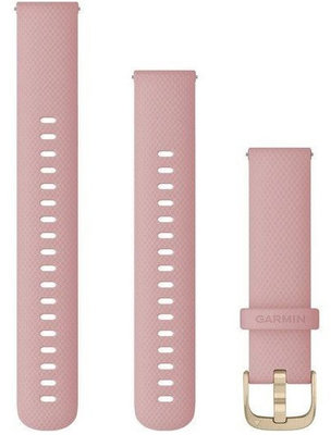 Pasek Garmin Quick Release 18mm, silikonowy, różowy, złota klamra (Venu 2S, Vívoactive 4S, Vívomove 3S) + przedłużona część