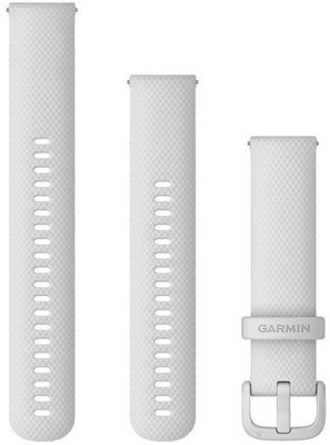 Pasek Garmin Quick Release 20mm, silikonowy, biały, biała szlufka (Venu, Venu Sq, Venu 2 plus aj.) + przedłużona część