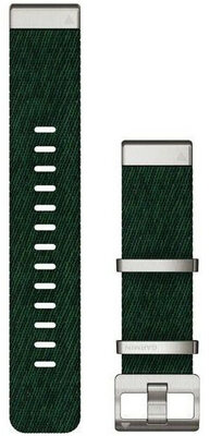 Pasek Garmin QuickFit 22mm, nylonowy, zielony, srebrna klamra (Fenix 7/6/5, Epix 2 aj.)