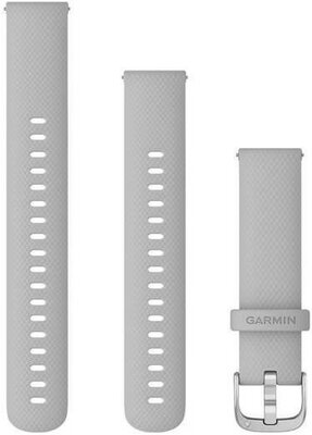 Pasek Garmin Quick Release 18mm, silikonowy, jasnoszary, srebrna klamra (Venu 2S, Vívoactive 4S, Vívomove 3S) + przedłużona część