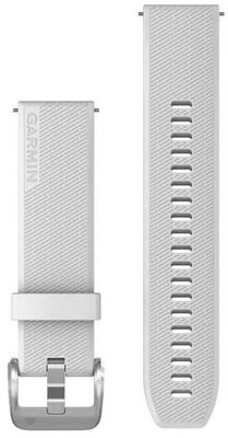 Pasek Garmin Quick Release 20mm, silikonowy, biały, srebrna klamra (Venu Sq, Venu 2 plus aj.)