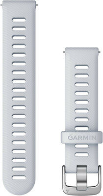 Řemínek Garmin Quick Release 18mm, silikonowy, biały, matowosrebrna klamra (Venu 2S, Vívoactive 4S, Vívomove 3S)