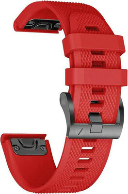 Pasek QuickFit 22mm, silikonowy, czerwony, czarna klamra (Garmin Fenix 7/6/5, Epix 2 aj.)