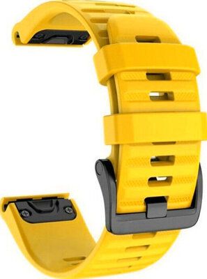 Pasek QuickFit 26mm, silikonowy, żółty, czarna klamra (Garmin Fenix 7X/6X/5X, Tactix aj.)