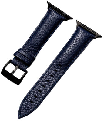 Pasek do Apple Watch, skórzany, niebieski, czarna klamra (koperta 42/44/45mm)