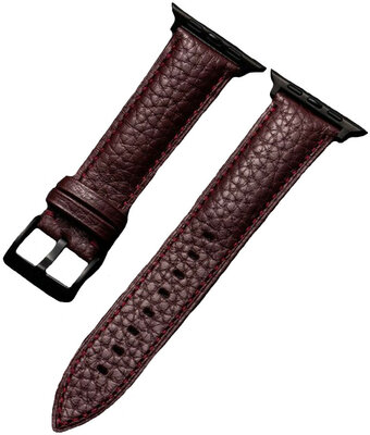 Pasek do Apple Watch, skórzany, ciemnobrązowy, czarna klamra (koperty 42/44/45mm)