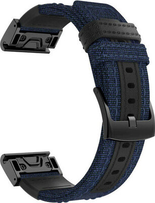 Pasek QuickFit 26mm, nylonowy, niebieski, czarne zapięcie (Garmin Fenix 7X/6X/5X, Tactix aj.)