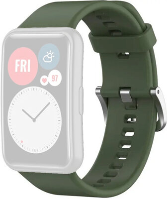 Pasek do Huawei Watch Fit, silikonowy, ciemnozielony + akcesoria zamienne