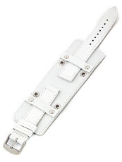 Unisex skórzany biały pasek do zegarka BH-5-B
