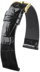 Czarny skórzany pasek Hirsch Prestige L 02208050-1 (skóra krokodyla)