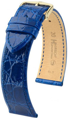 Niebieski skórzany pasek Hirsch Genuine Croco L 01808085-1 (skóra krokodyla) Hirsch Selection