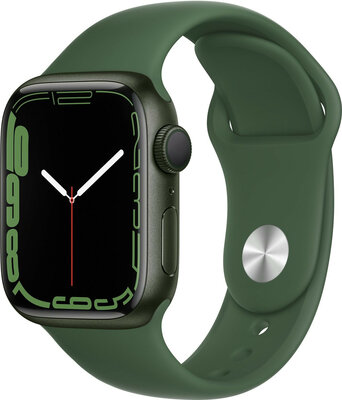 Apple Watch Series 7 GPS, 41mm, koperta z zielonego aluminium z zielonym (liściasty) sportowym paskiem 