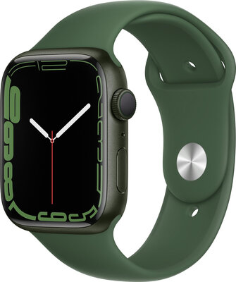 Apple Watch Series 7 GPS, 45mm, koperta z zielonego aluminium z liściaście zielonym sportowym paskiem