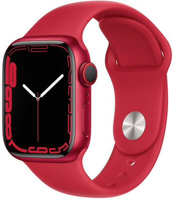 Apple Watch Series 7 GPS + Cellular, 41mm koperta z czerwonego aluminium z czerwonym sportowym paskiem