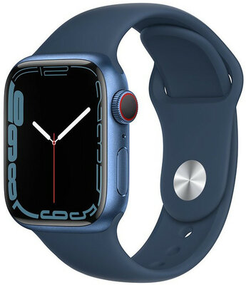 Apple Watch Series 7 GPS + Cellular, 41mm koperta z niebieskiego aluminium z sportowym paskiem w kolorze morskiej głębi 