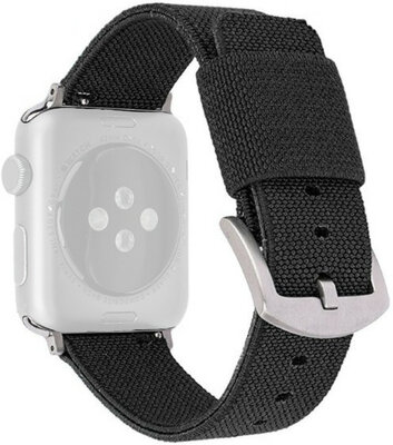 Pasek do Apple Watch, nylonowy, czarny, srebrna klamra (koperty 38/40/41mm)
