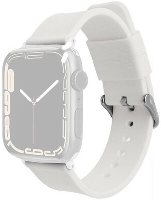 Pasek do Apple Watch, silikonowy, biały, srebrna klamra (koperty 42/44/45mm)